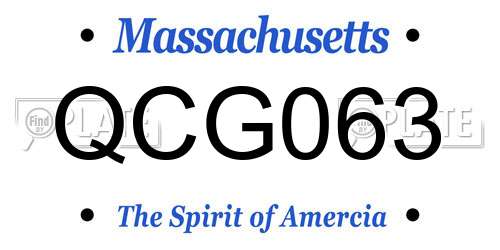 QCG063 Massachusetts License Plate
