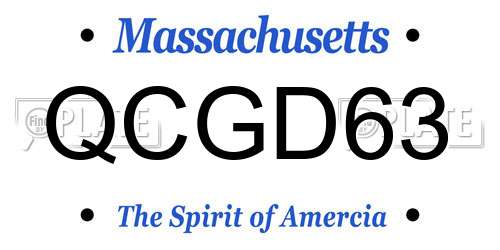 QCGD63 Massachusetts License Plate