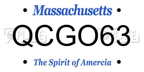 QCGO63 Massachusetts License Plate