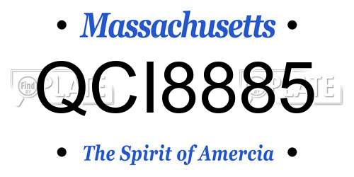 QCI8885 Massachusetts License Plate