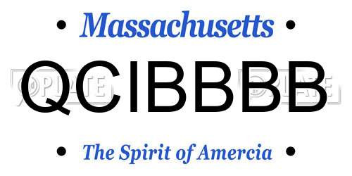 QCIBBBB Massachusetts License Plate
