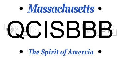 QCISBBB Massachusetts License Plate