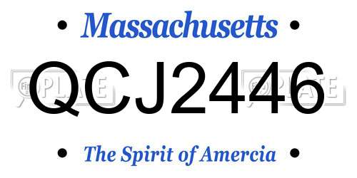 QCJ2446 Massachusetts License Plate