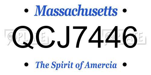 QCJ7446 Massachusetts License Plate