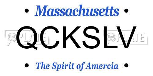 QCKSLV Massachusetts License Plate