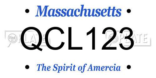 QCL123 Massachusetts License Plate