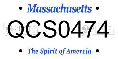 QCS0474 Massachusetts License Plate