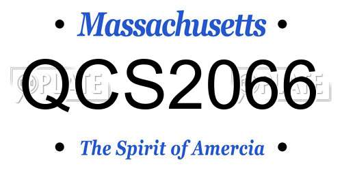 QCS2066 Massachusetts License Plate
