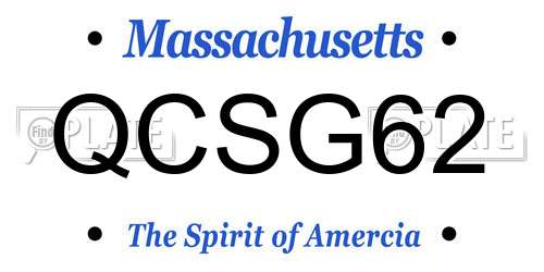 QCSG62 Massachusetts License Plate