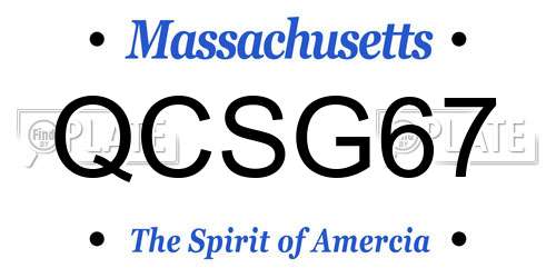 QCSG67 Massachusetts License Plate