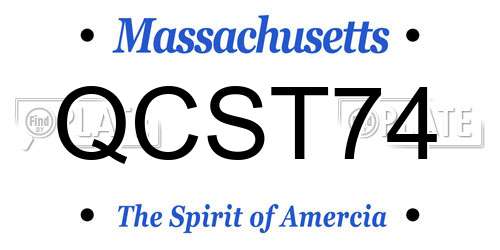 QCST74 Massachusetts License Plate