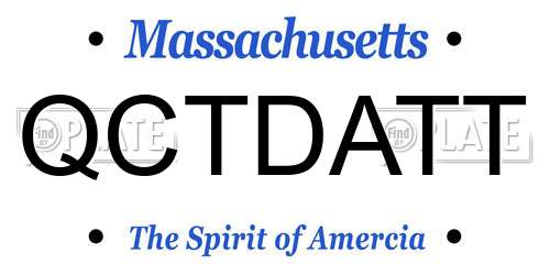 QCTDATT Massachusetts License Plate