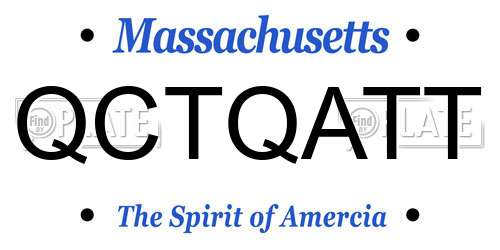 QCTQATT Massachusetts License Plate