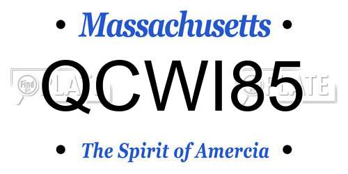 QCWI85 Massachusetts License Plate
