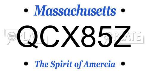 QCX85Z Massachusetts License Plate