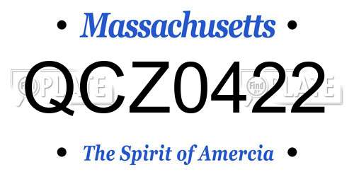 QCZ0422 Massachusetts License Plate
