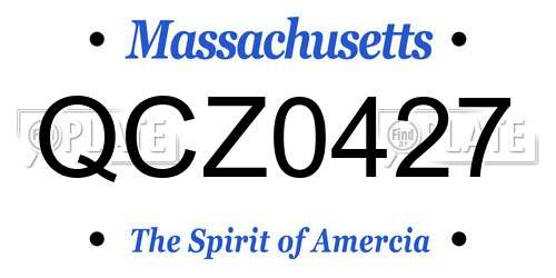 QCZ0427 Massachusetts License Plate