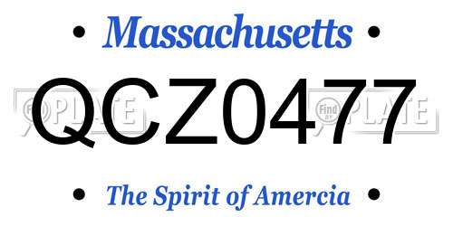 QCZ0477 Massachusetts License Plate