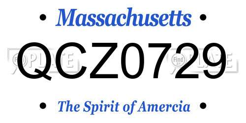 QCZ0729 Massachusetts License Plate