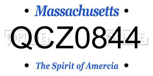 QCZ0844 Massachusetts License Plate