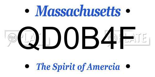 QD0B4F Massachusetts License Plate