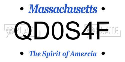 QD0S4F Massachusetts License Plate