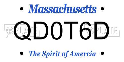 QD0T6D Massachusetts License Plate