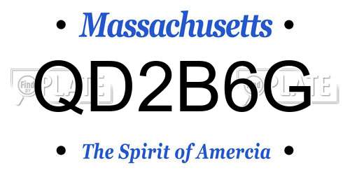 QD2B6G Massachusetts License Plate