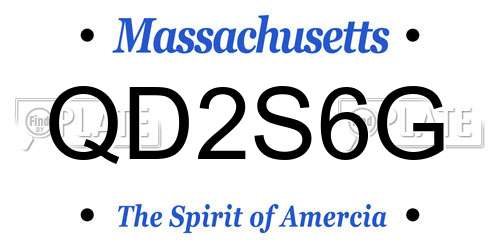 QD2S6G Massachusetts License Plate