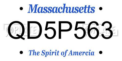 QD5P563 Massachusetts License Plate