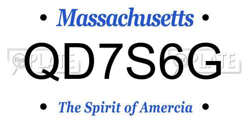 QD7S6G Massachusetts License Plate