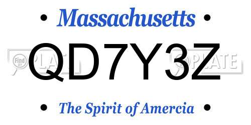 QD7Y3Z Massachusetts License Plate