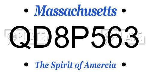 QD8P563 Massachusetts License Plate