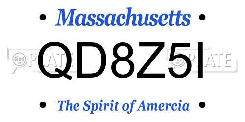 QD8Z5I Massachusetts License Plate