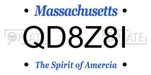 QD8Z8I Massachusetts License Plate