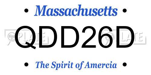 QDD26D Massachusetts License Plate