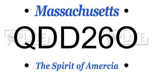 QDD26O Massachusetts License Plate