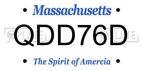 QDD76D Massachusetts License Plate