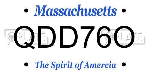 QDD76O Massachusetts License Plate
