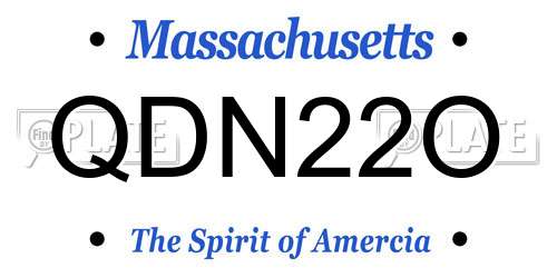 QDN22O Massachusetts License Plate