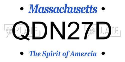 QDN27D Massachusetts License Plate