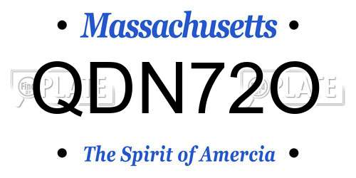 QDN72O Massachusetts License Plate