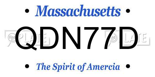 QDN77D Massachusetts License Plate