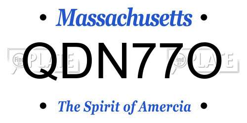 QDN77O Massachusetts License Plate