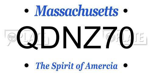 QDNZ70 Massachusetts License Plate