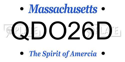 QDO26D Massachusetts License Plate