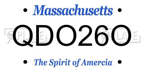 QDO26O Massachusetts License Plate