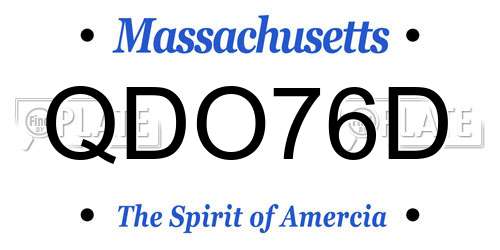 QDO76D Massachusetts License Plate