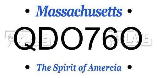 QDO76O Massachusetts License Plate