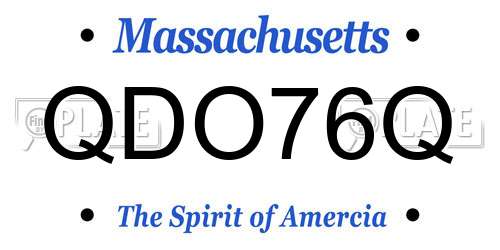 QDO76Q Massachusetts License Plate